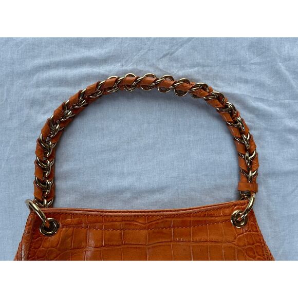 Antonio Melani Burnt Orange Crocodile Embossed 100% Leather Purse/Handbag - Picture 7 of 7